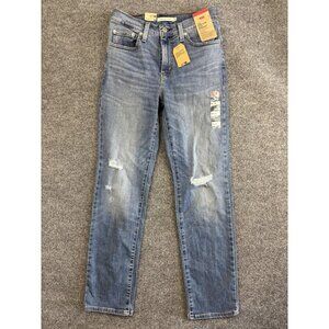 Levis 724 High-Rise Slim Straight Jeans Womens 28x30 Blue Stretch Distressed